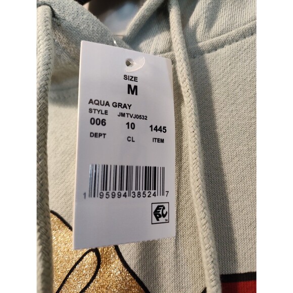 NWT MTV Music Television Hooded Holiday Sweater Aqua Medium Hoodie Sweater - Picture 11 of 16